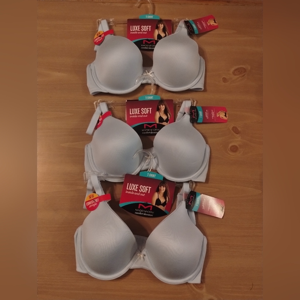 3 New 34d Maidenform Luxe Soft Underwire T-Shirt Bra Convertible Straps
